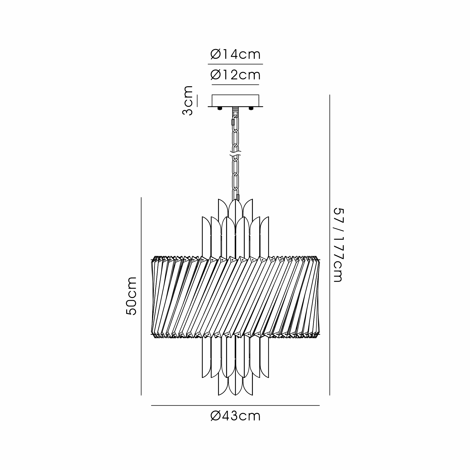 IL32939BR  Lola 43cm Pendant, 6 x E14, Brass/Clear
